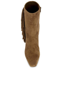 Paige Women's Aya Boots in dark olive - women's shoe - detail view
