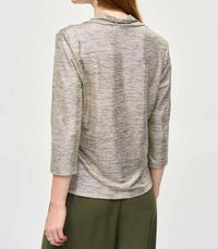 Joseph Ribkoff - Fana Foiled Knit Cowl Collar Top