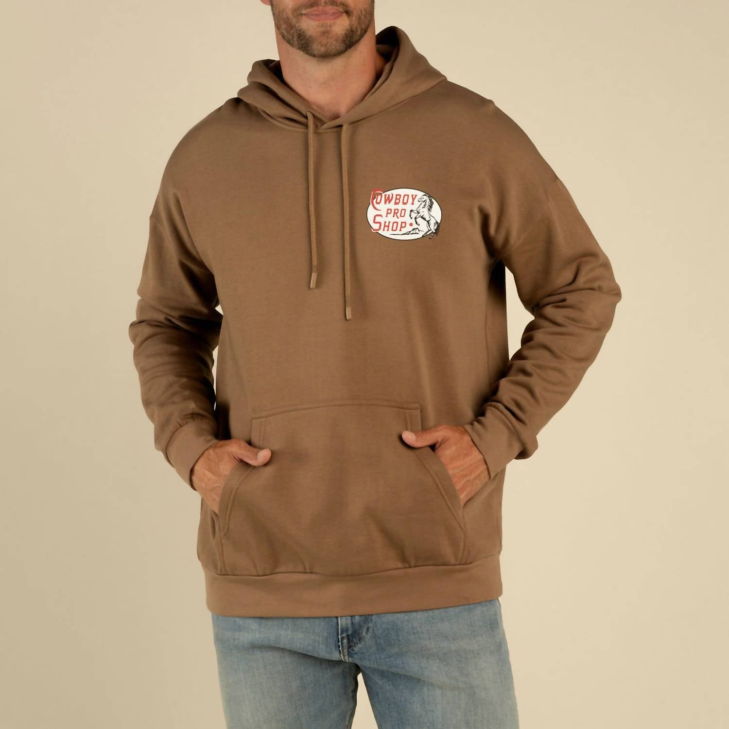 Sendero Provisions Co. Cowboy Pro Shop Hoodie in light brown - men's shirt