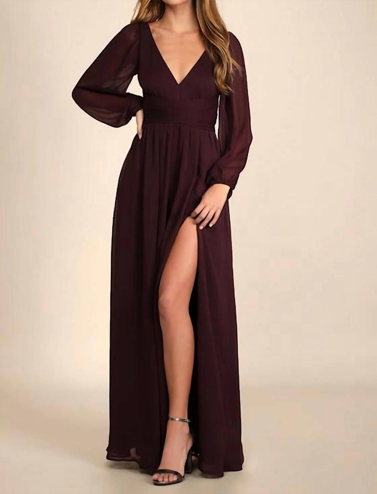 Lulus - Enchant My Love V-neck Long Sleeve Maxi Dress