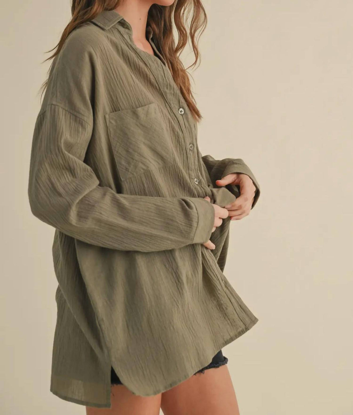 Miou Muse - Belly Basic Button Down Shirt