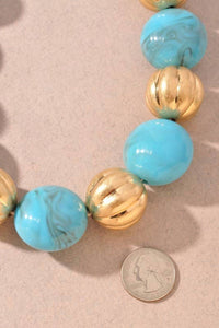 Merveille - Women's Stone Metal Bead Statement Necklace