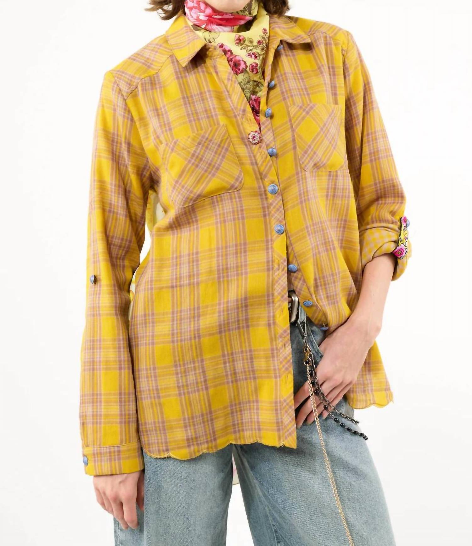 Aratta Wild Wild West Shirt in mustard ivory 1 - women's shirt