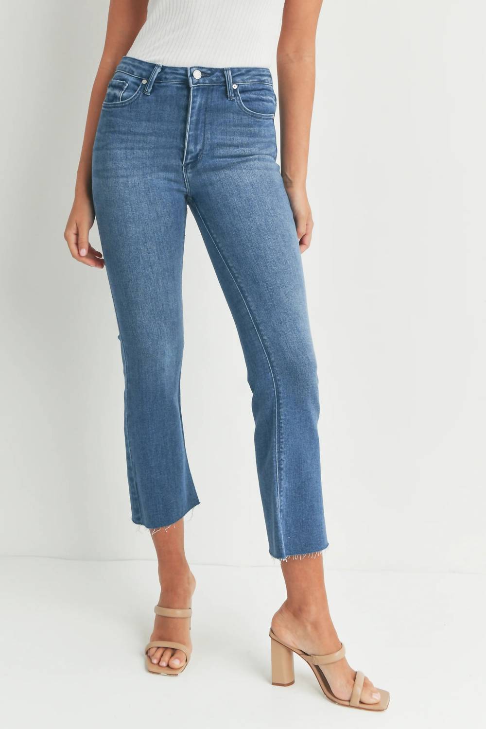 Just Black Denim - High Rise Tonal Crop Flare Jeans