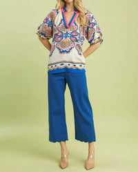 Umgee - Boho Print V-neck Top
