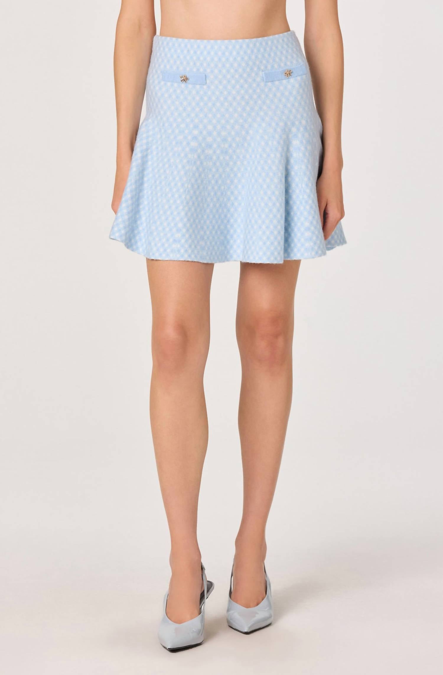 ASTR Malvie Sweater Skirt in lue plaid - women's skirt