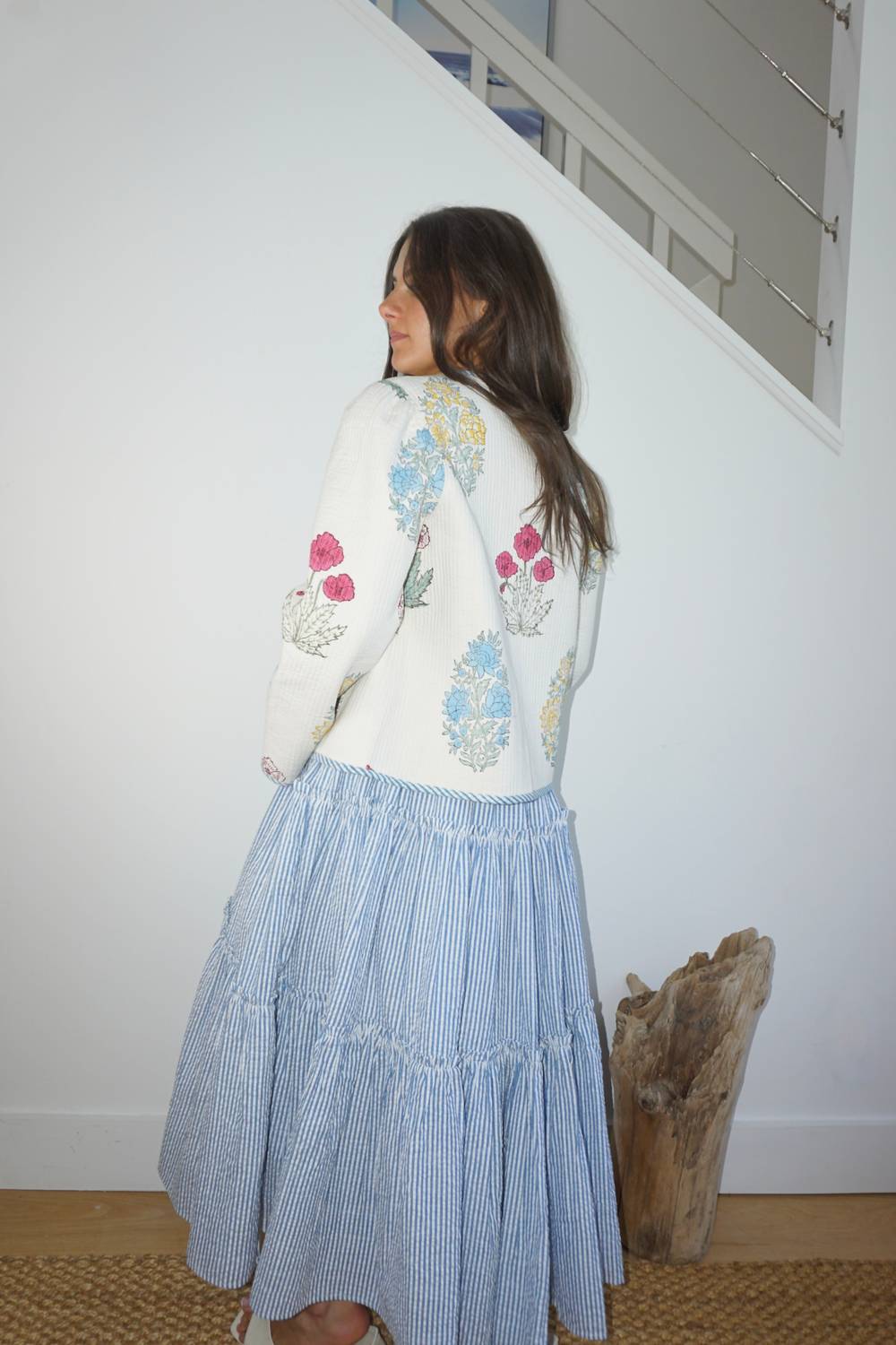 NIBI MTK Shylah Quilted Jacket in mixed print floral - women's jacket - alternate view