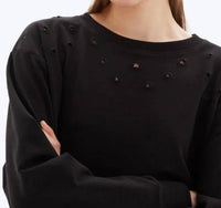Chrldr - EYELET STAR STRAIGHT CREWNECK SWEATSHIRT
