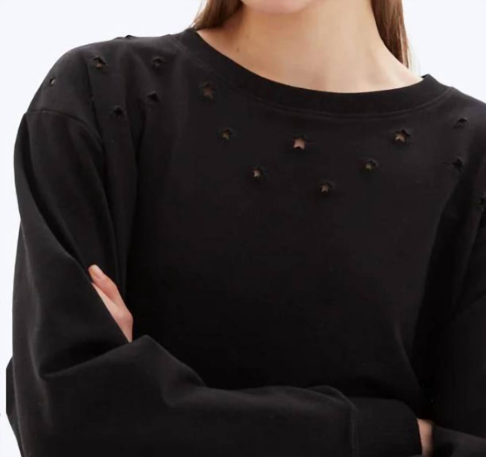 Chrldr - EYELET STAR STRAIGHT CREWNECK SWEATSHIRT