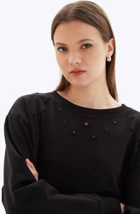 Chrldr - EYELET STAR STRAIGHT CREWNECK SWEATSHIRT