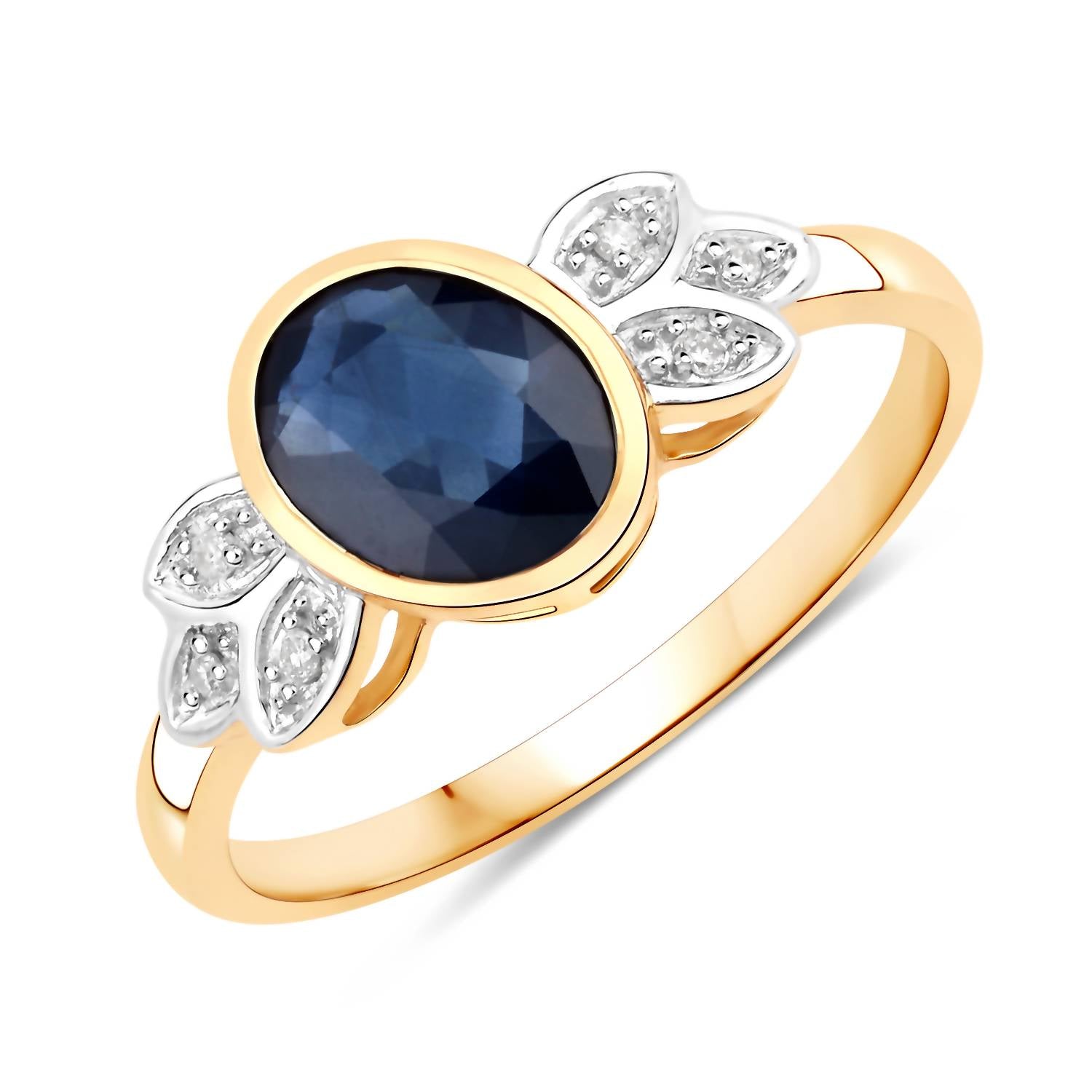 Diana M Jewels Women's Oval Natural Sapphire Fashion Ring (1.56 Ct) - Classic in 14k yellow gold - women's jewelry