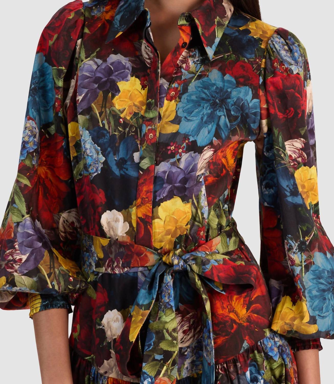 alice + olivia Lily Mini Shirt Dress in flourish sm - women's dress - view 4