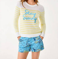 Lilly Pulitzer Kelsa Crewneck Sweater in resort white stay sunny embroidery - women's sweater