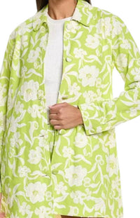 Flora Bea Alanna Floral Coat in green - women's jacket - detail view