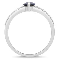 Diana M Jewels Women's Marquise Natural Blue Sapphire Fashion Ring (1.50 Ct) - Petite in 14k white gold - women's jewelry - detail view
