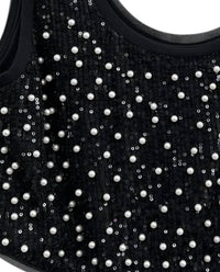 Mable - Women's Sequin And Pearl Sleeveless Crop Top