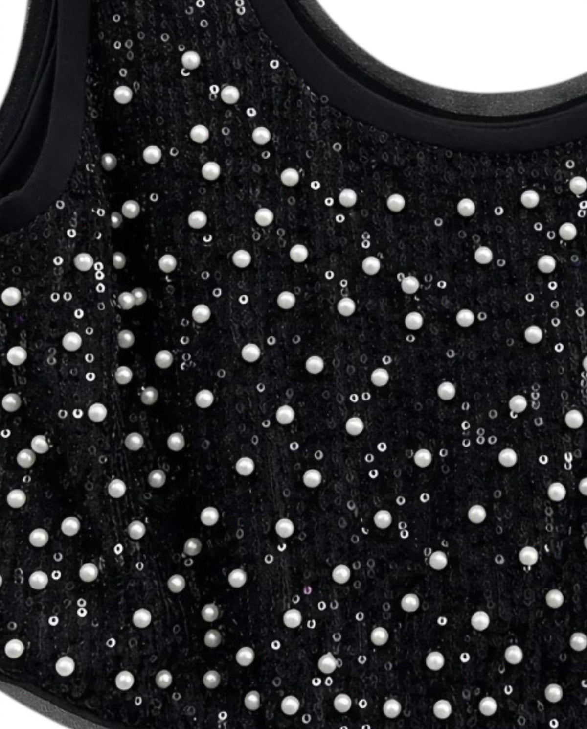 Mable - Women's Sequin And Pearl Sleeveless Crop Top