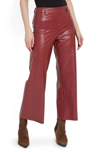 Lysse High Waist Faux Leather Wide Leg Pants in burnt mahogany - women's pants