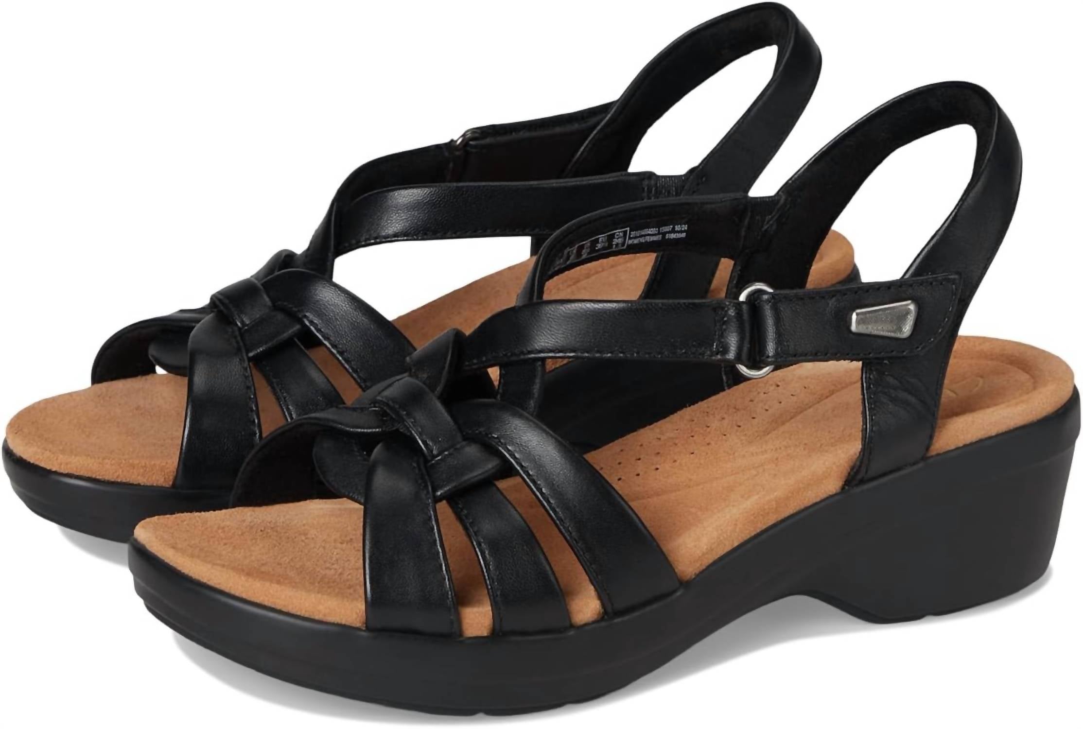 Clarks Women's Tuleah Cross Sandal in black leather - women's sandal - alternate view