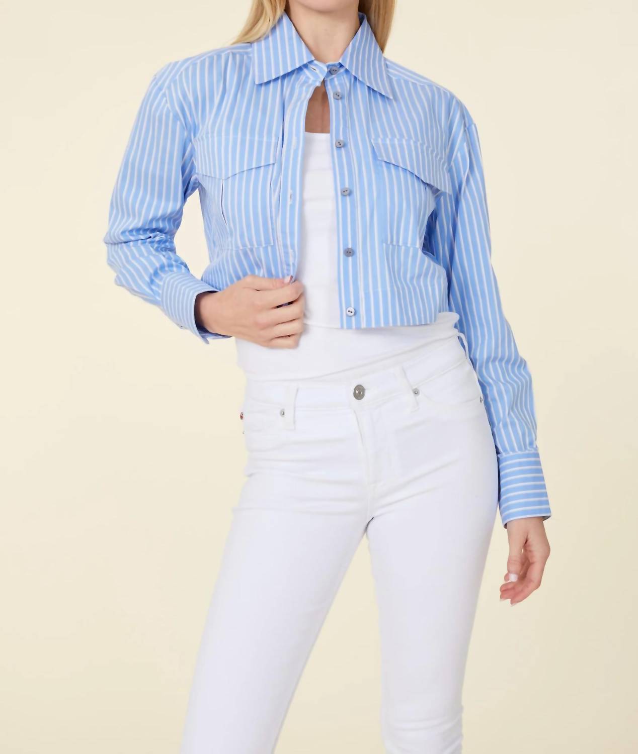 Dolce Cabo - Stripe Crop Blouse