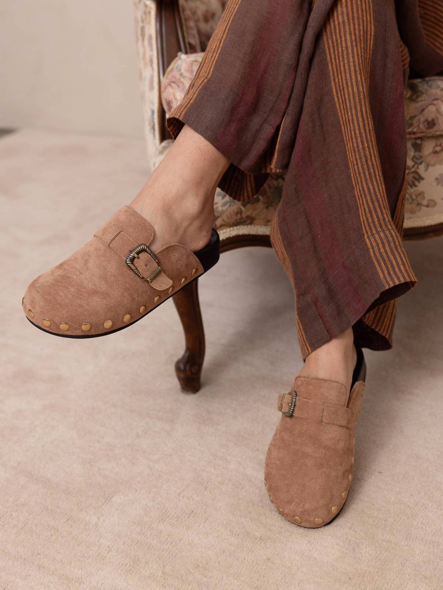 OASIS SOCIETY Women's Toni Studded Buckle Clog in latte - women's flats - view 4