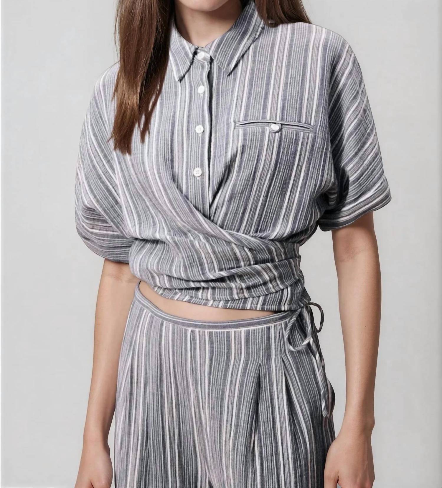 Frnch - Striped Shirt With Adjustable Front Tie