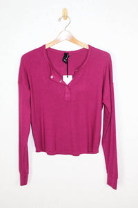 Bobi - Women's Rib Snap Henley Top