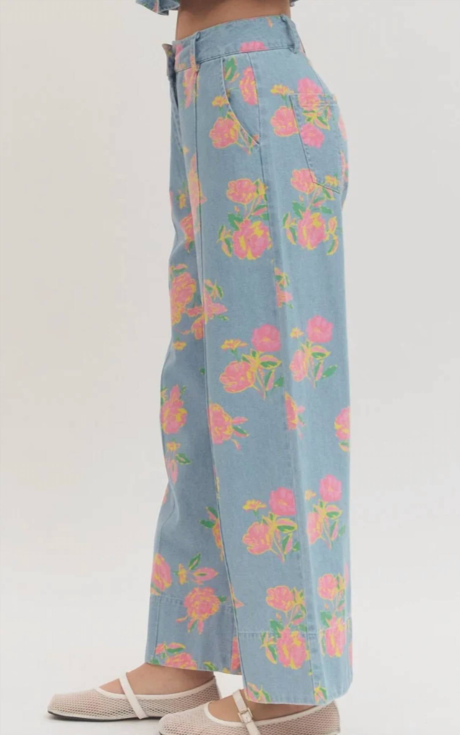 Entro - Women's Floral Denim Pants