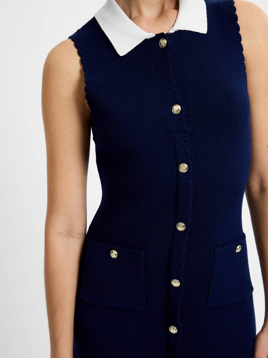 French Connection - Bennet Rib Knit Contrast Mini Dress