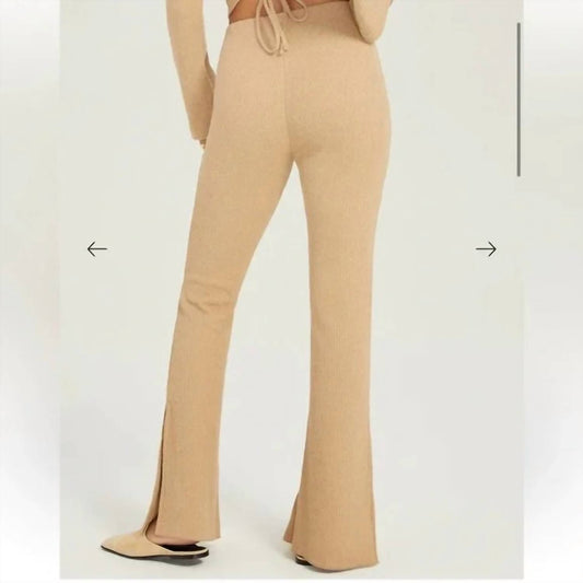 Something Navy - Ribbed Textured Flare With Slits Pants