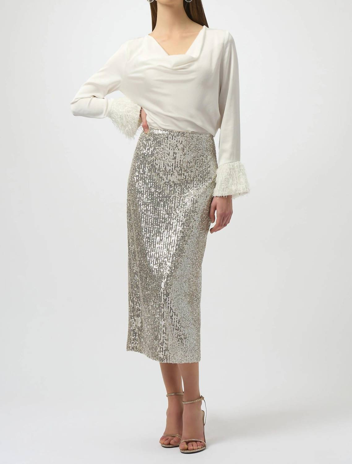 Joseph Ribkoff - Sequined Pull On Midi Pencil Skirt
