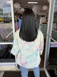 Pol - Floral Eyelet Mix Shacket Top
