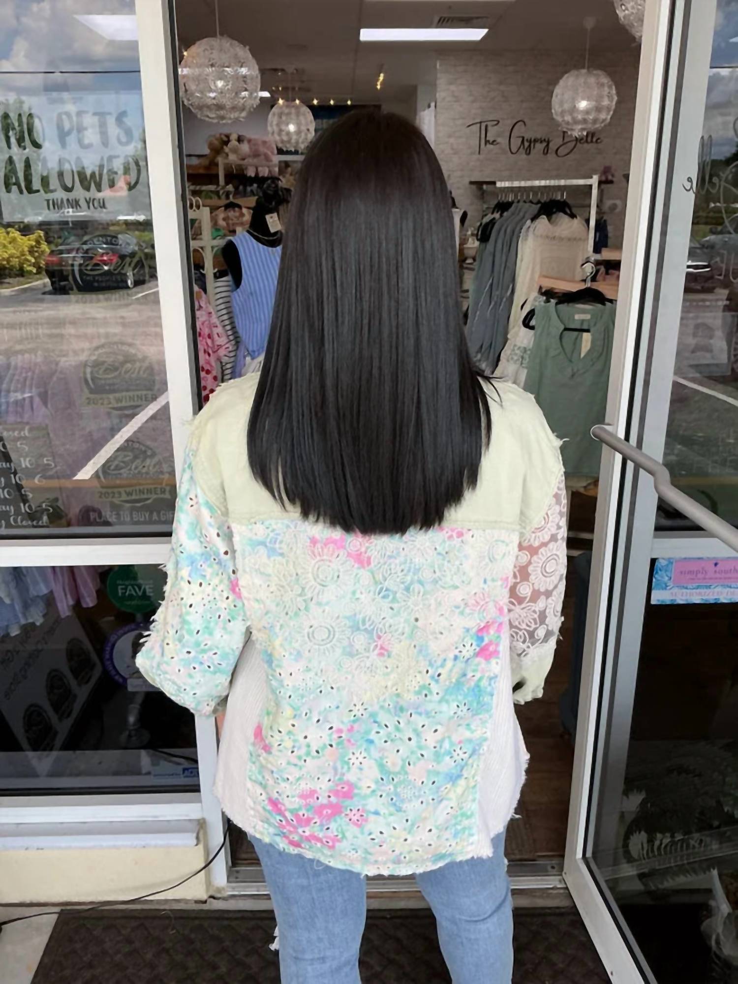Pol - Floral Eyelet Mix Shacket Top