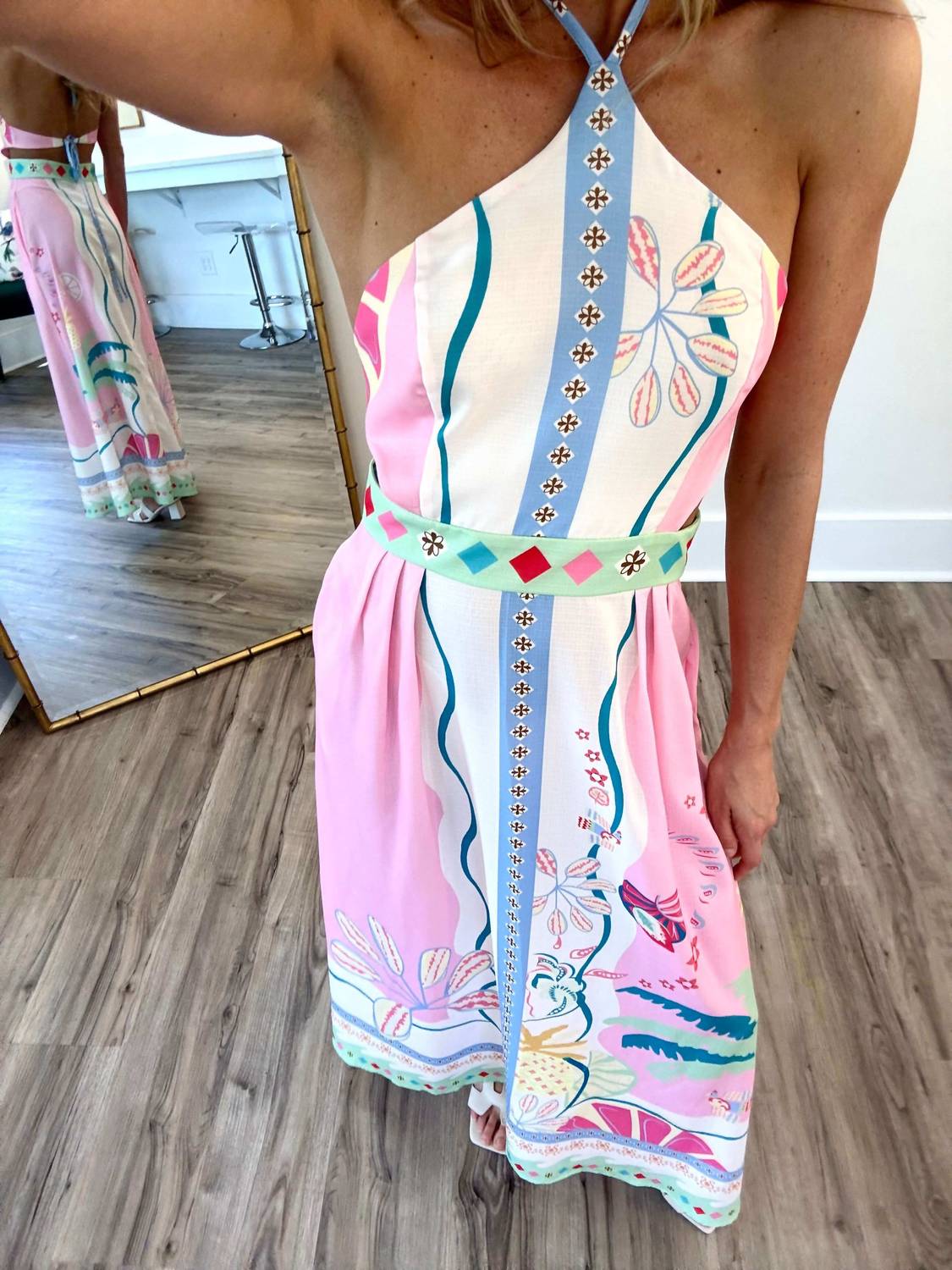 Sundayup - Heritage Halter Print Maxi Dress