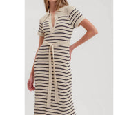 Zoe And Claire - Crochet Belted Midi Dress