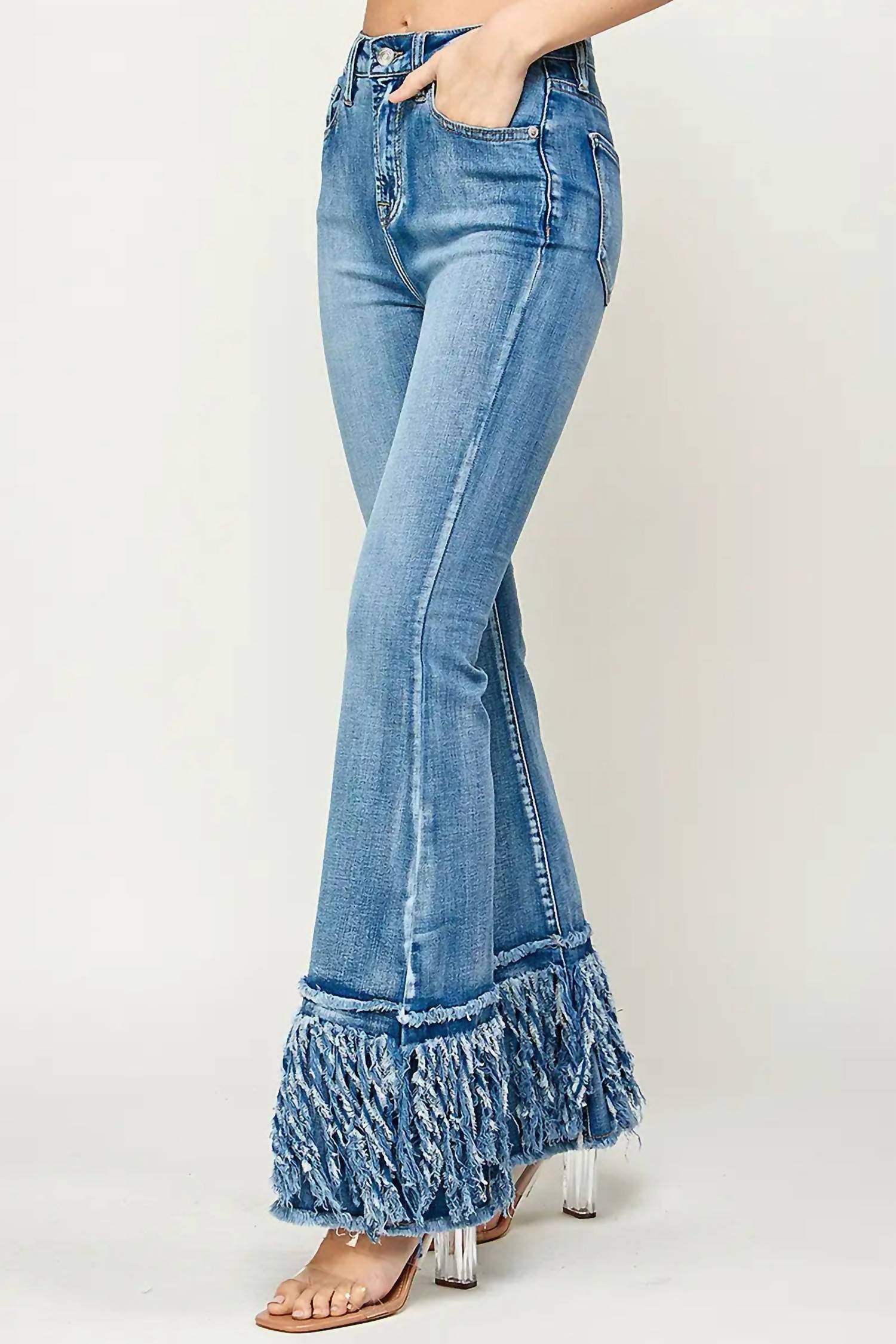 I&M Jeans - High Rise Frayed Flare Jeans