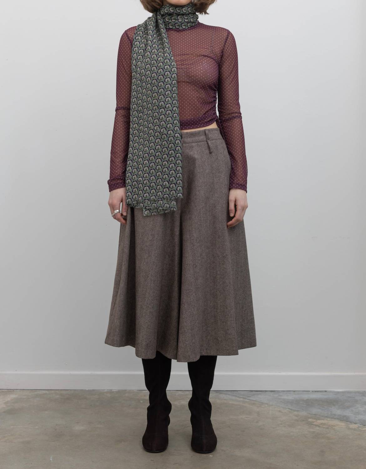 Collective Herringbone Wide Leg Culotte Pants in brown - women's pants