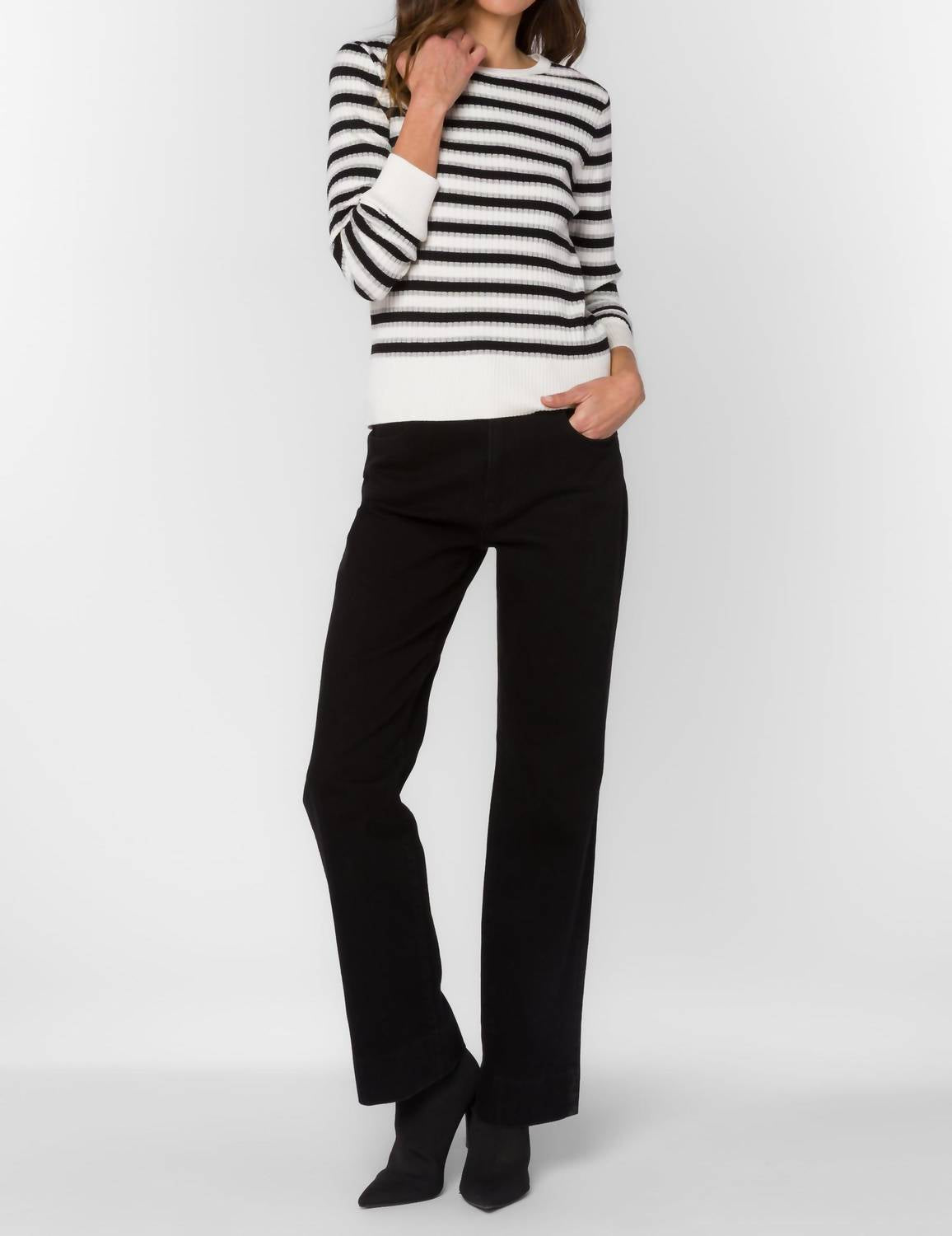 Velvet Heart Janiyah Top in black silver stripe - women's long sleeve top - view 4
