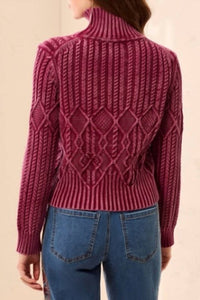 Tribal - Mock Neck Sweater With Special Wash