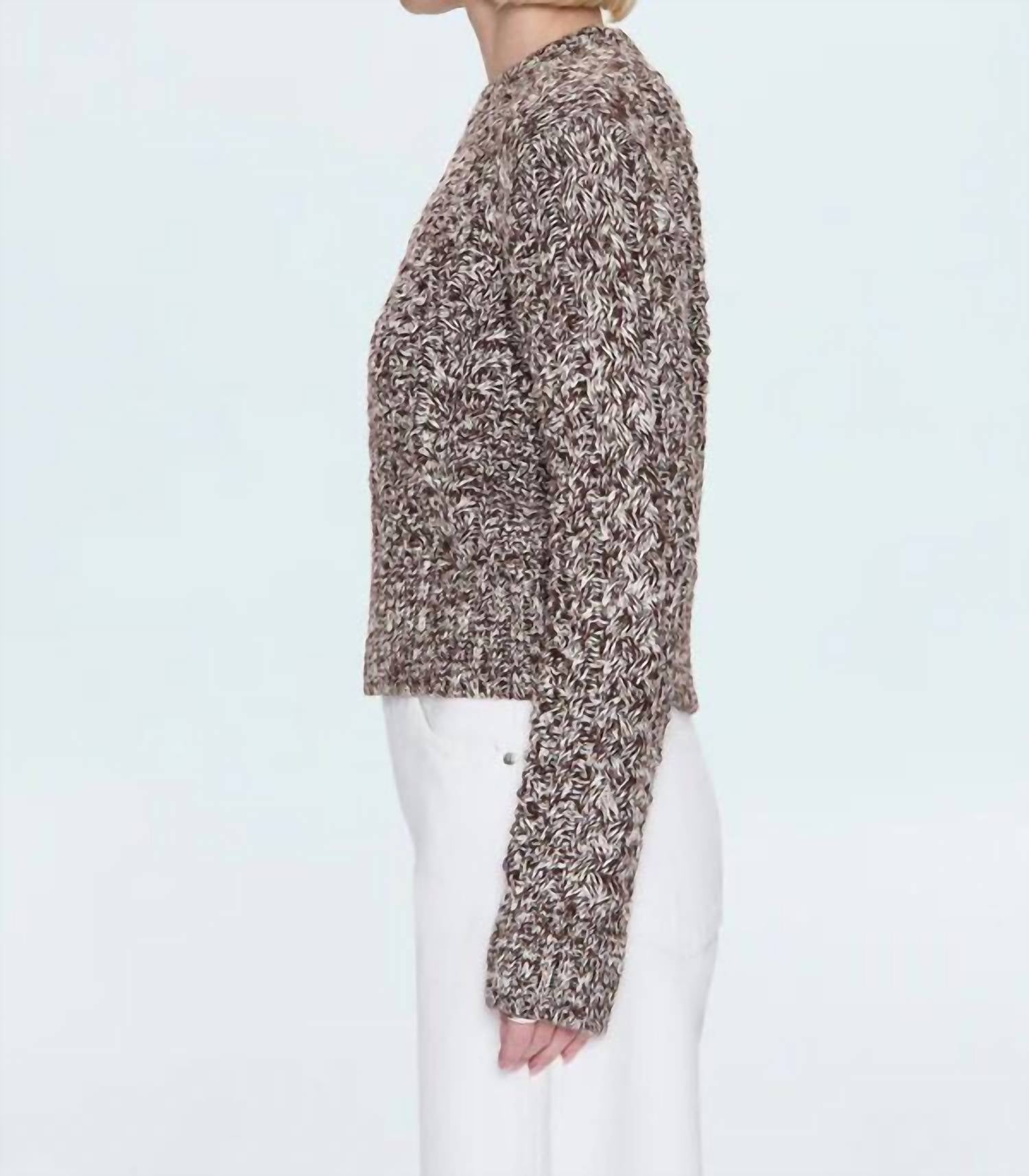 PISTOLA Quinn Top in chocolate marl - women's sweater - detail view