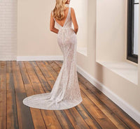 Enchanting By Mon Cheri - High Slit Plunging Neck Bridal Dress