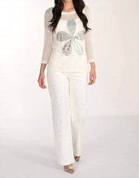 Frank Lyman - Felicity Frosted Sparkle Wide Leg Jeans