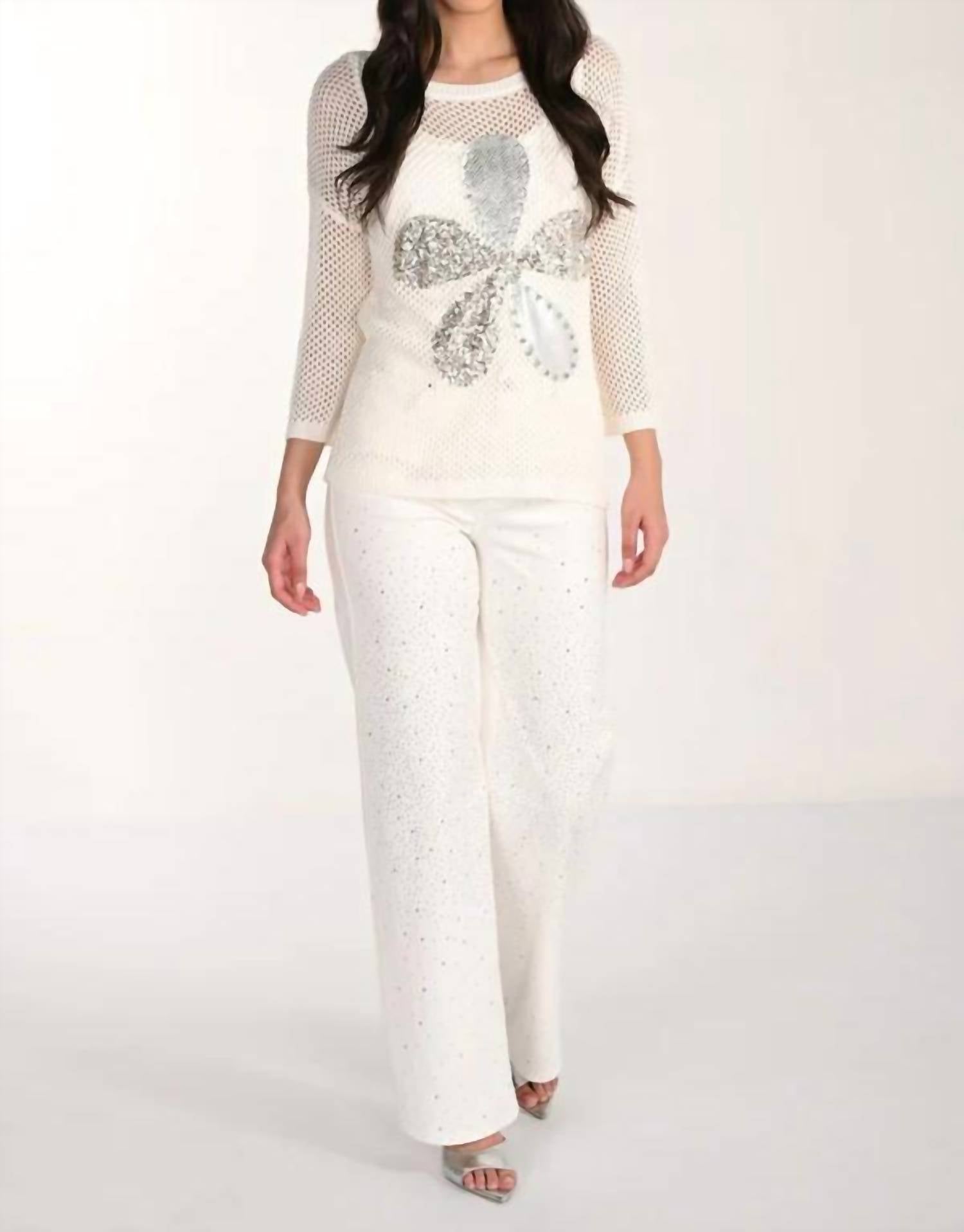 Frank Lyman - Felicity Frosted Sparkle Wide Leg Jeans