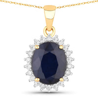 Diana M Jewels - Women's Oval Natural Blue Sapphire (11x9mm) Pendant Necklace (4.63 Ct) - Statement