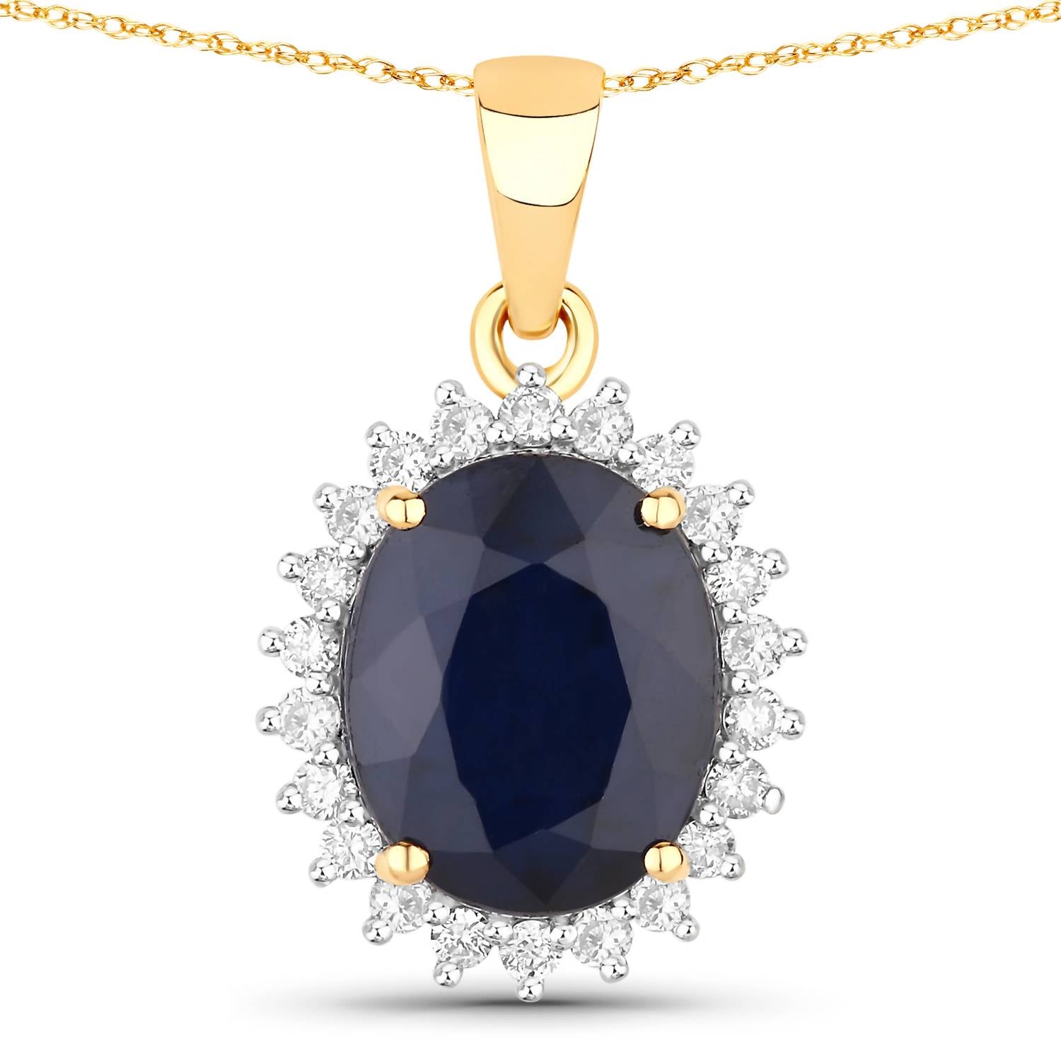 Diana M Jewels - Women's Oval Natural Blue Sapphire (11x9mm) Pendant Necklace (4.63 Ct) - Statement