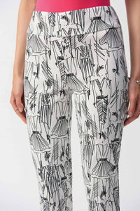 Joseph Ribkoff - Sketch Print Slim Cropped Pants