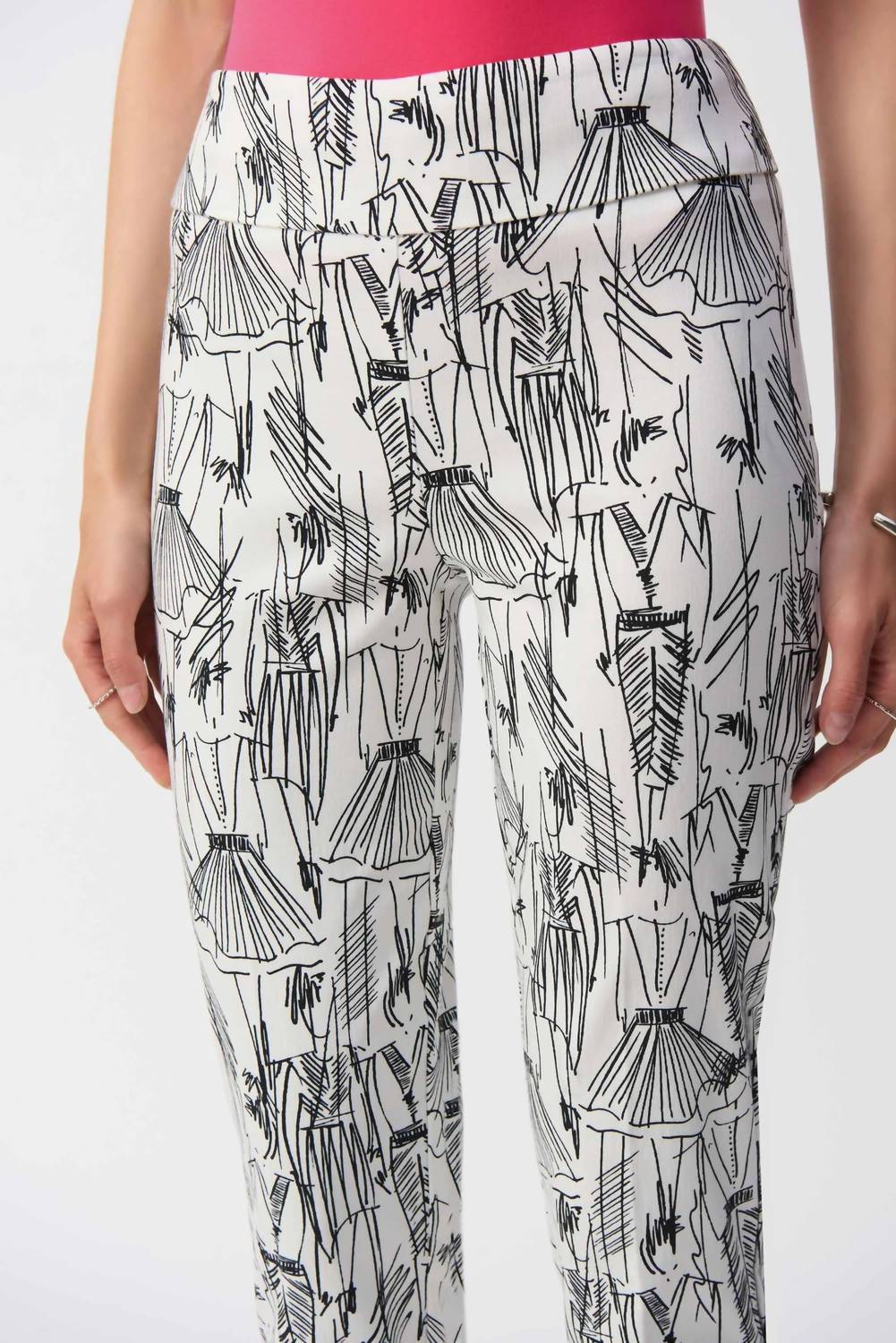 Joseph Ribkoff - Sketch Print Slim Cropped Pants