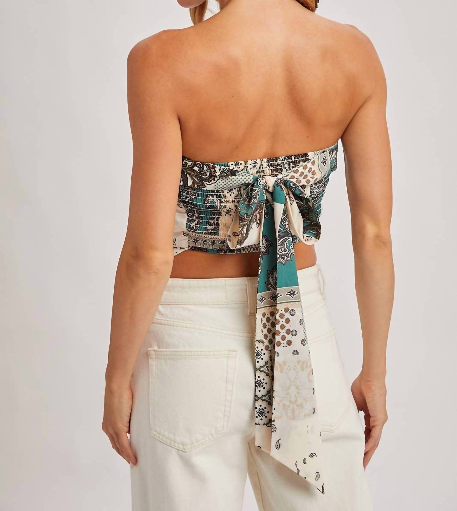 Bluivy - Women's Paisley Crossover Halter Neck Bandeau Top