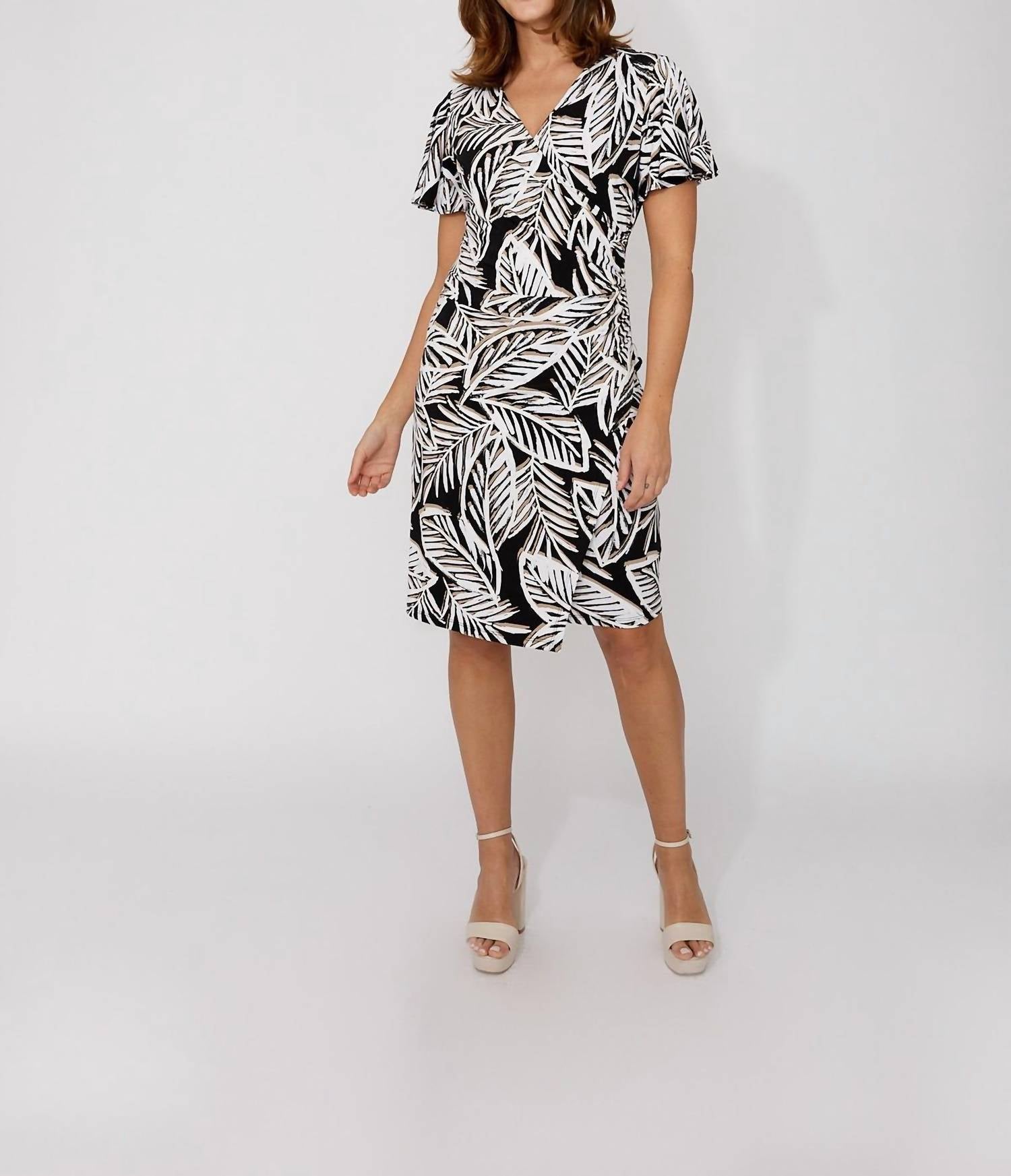 Frank Lyman - Floral Wrap V-neck Dress