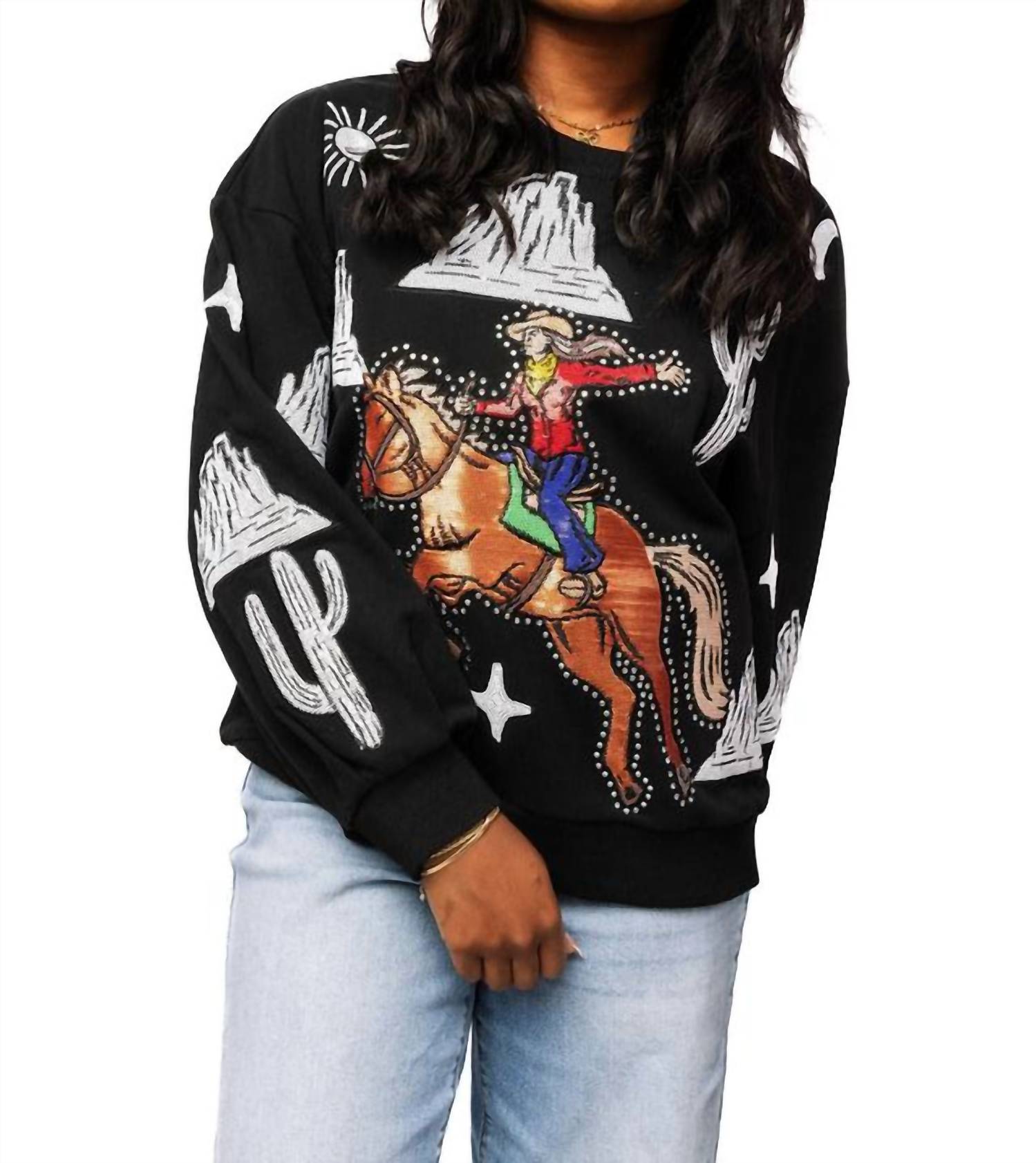 Queen Of Sparkles - Bucking Cowgirl Sweatshirt